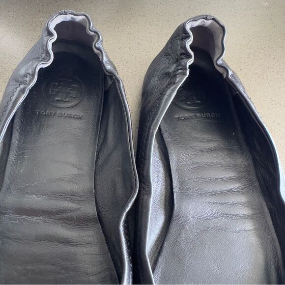 Tory Burch Minnie Travel Black Leather Ballet Flats Size 6 - Picture 6 of 9